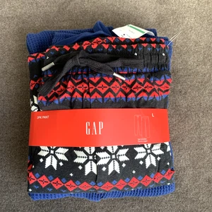 GAP Herren 2er Pack Waffel-Strick Jogger Pyjamahose Blau & Fair Isle Gr. Large L - Bild 1 von 5