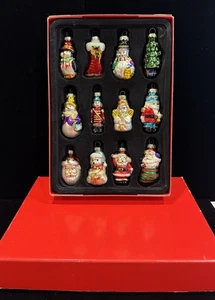 12 Mini Blown Glass Christmas Ornaments Vintage Santa Stocking Snowman Avon 2.5" - Picture 1 of 11