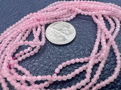 5 Strands Pink Faceted Gemstone 2mm Round Polished Beads Jewelry Making Lot - Image 1 of 4