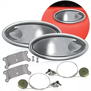 Billet Aluminum Oval Interior Door Handle Notch Lever Set Pulley Cable Hardware - Picture 1 of 10
