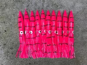 LOT OF 10 COT 9" SHELL BULB SQUID GREAT FOR SPREADER BARS - PINK TIGER - Picture 1 of 2