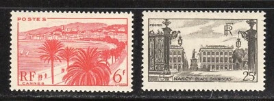France 1946-48 SC# 573 - 574 - Cannes - Stanislas Square Nancy - M-H Lot # 020 - Image 1 of 2