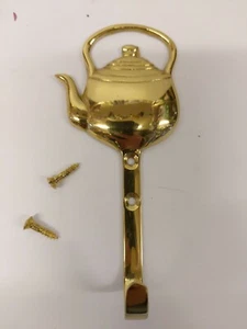 Kettle Motif WALL HOOKS SOLID BRASS - Picture 1 of 6