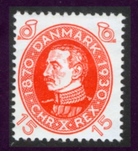 Denmark #214 15 Ore Red Christian X Wtmrk Mutliple Crowns MH VF 1930 - Picture 1 of 2