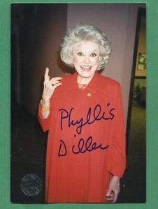 PHYLLIS DILLER AUTOGRAPHED 4 X 6 PHOTO TODAYS HEROES CERTIFICATE OF AUTHENTICITY - Picture 1 of 2
