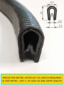 10Black U-Shape Car Door Rear Window Edge Protection Seal Strip Rubber Trim 1m - Picture 1 of 2