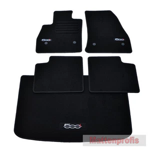 MP Velours Logo Fußmatten + Kofferraummatte für Fiat 500L ab Bj. 09/2012 sw - Bild 1 von 2