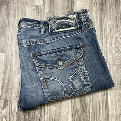 Pantalones de mezclilla MACHINE pierna recta tiro medio azul lavado medio para hombre talla 38 cintura Foto 1 de 4