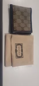 Men’s Leather Brown Canvas Gucci Bi-fold Wallet - Picture 1 of 11