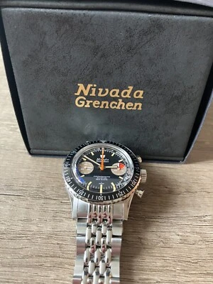 Nivada Grenchen White Orange Boy Manual Chronograph Beads of Rice 86012WM04LC - Image 1 of 4