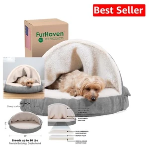 Comfortable 26" Sherpa & Suede Memory Foam Pet Bed for Small to Medium Dogs - Picture 1 of 12