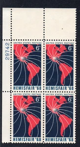ALLY'S STAMPS US Plate Block Scott #1340 6c Hemis Fair '68 [4] MNH F/VF [STK] - Picture 1 of 1