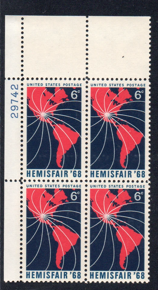 ALLY'S STAMPS US Plate Block Scott #1340 6c Hemis Fair '68 [4] MNH F/VF [STK] - Image 1 of 1