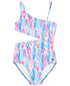 Hurley L22643 Girls Multi Asymmetrical Cutout One Piece Swimsuit Size L 12-14 - Picture 1 of 3