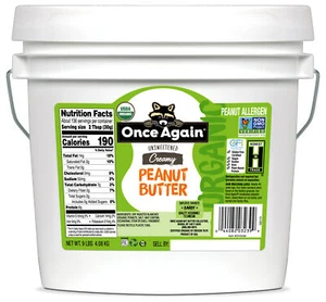 Once Again Organic, Creamy Peanut Butter, Salted, Unsweetened, 9lb Bucket - Picture 1 of 2