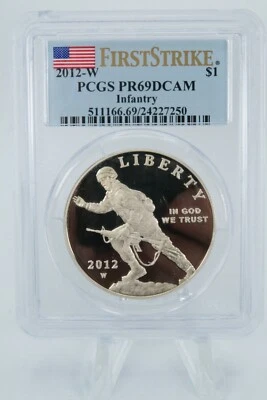 2012-W PCGS PR69DCAM Infantry Modern Commemorative Silver Proof $1 - Image 1 of 2