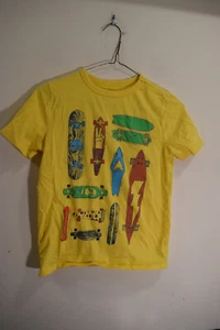 Gap Kids Fun Skateboards Graphic Front T-Shirt BOYS M 8 Yellow - Picture 1 of 10