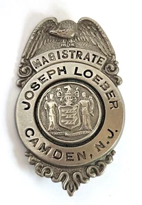 Vintage CAMDEN NJ Magistrate Joseph Loeber Pin - Picture 1 of 8