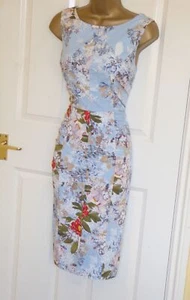 Phase Eight light blue floral summer evening pencil wiggle party dress sz 12 10 - Picture 1 of 3