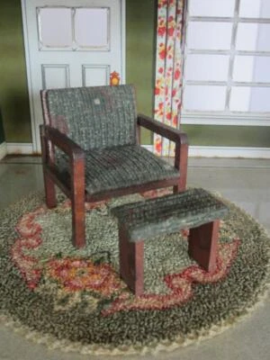 *Sillón moderno miniatura para casa de muñecas, taburete Alemania, mediados de siglo escala 1:12 Foto 1 de 2