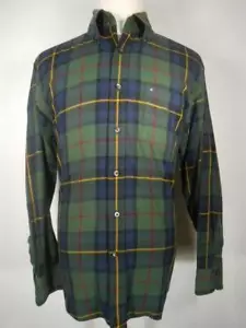 Beautiful Men's Large Tommy Hilfiger Dark Plaid Long Sleeve Button-Down Shirt - Picture 1 of 5