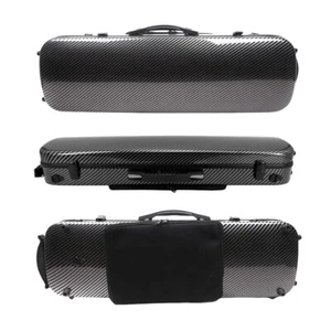 4/4 Full-SizeBlack Violin Case Carbon Fiber Violin Box New Strong Light Portable - Picture 1 of 13