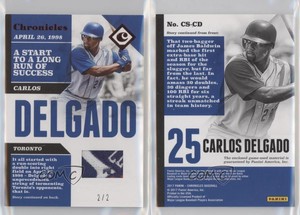 2017 Panini Chronicles Swatches Red /2 Carlos Delgado #CS-CD