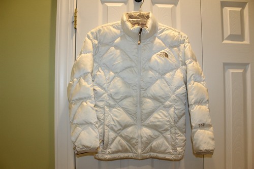 OFF WHITE Cappotto piumino The North Face bambina taglia L bianco sporco *COSÌ COM'È*