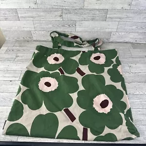 Marimekko Unikko Cotton Green Floral Tote Bag Gently Used Rare - Picture 1 of 6