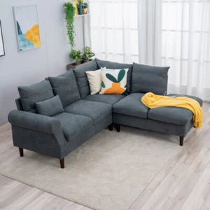 Panana 5 Seat Sectional Sofa Couch,L shaped Sofa with Built in USB Port Chaise - Picture 1 of 132