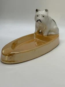 Rare 1920s Alfredo Ravasco Inspired Lusterware Bulldog Ashtray - Picture 1 of 12