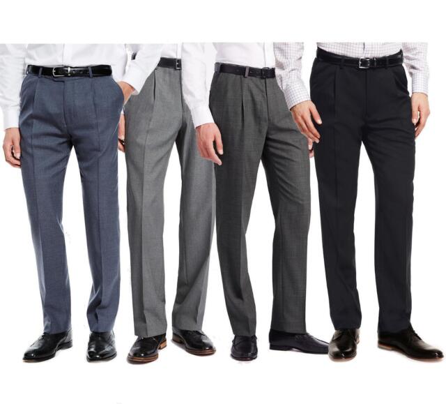 Marks & Spencer St. Michael Dress Pants Mens 32x31 Black Straight Pleated  Slacks