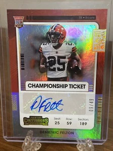 2021 Panini Contenders Demetric Felton RC Championship Ticket AUTO #9/49 - Picture 1 of 7