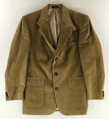 Orvis VTG Corduroy Chore Jacket Blazer Suede Elbow Made USA Brown Mens 42 Long - Image 1 of 4