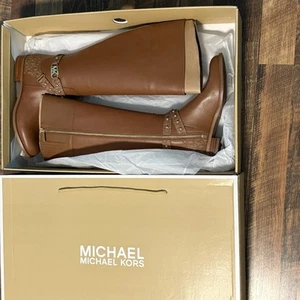 Michael Kors Kincaid Cuero Bota Equipaje Zapatos Mujeres 7 M Alto Correa al Tobillo NUEVO - Imagen 1 de 21