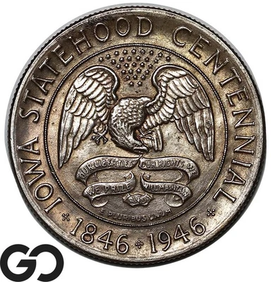 1946 Iowa Commemorative Half Dollar, Beautiful Gem BU++ - Image 1 of 3