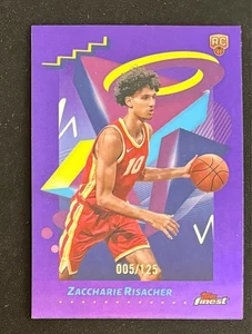 2024-25 Topps Finest Zaccharie Risacher Raro Novato Refractor Púrpura/125 Hawks - Imagen 1 de 2
