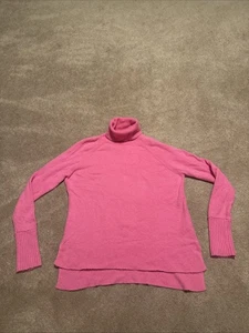 J Crew Side Slit Super soft Turtleneck Sweater Pink XS Wool Alpaca Oversized - Picture 1 of 8