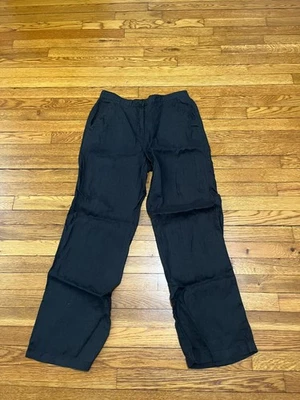 LL Bean Pants Women's Size 10 MT Classic Fit Black 100% Linen Stretch Waist - Image 1 of 4
