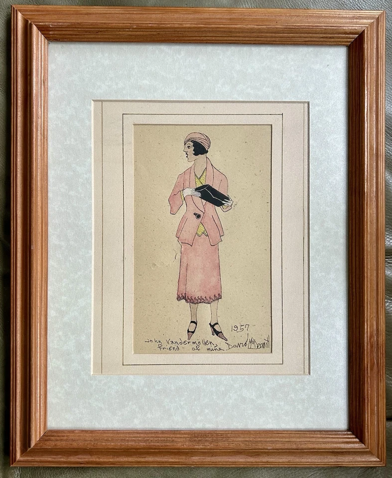 "Ilustración de moda 1957 impresión en acuarela firmada por David McDermott 13"" x 17""" Foto 1 de 4