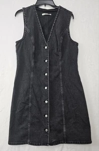 Abercrombie & Fitch Mara Black Denim Vest Mini Dress Women's Large Tall - Picture 1 of 12