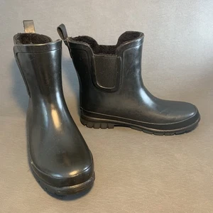 Eddie Bauer Stiefel Regen Gummi Größe 8M wetterfest Knöchel schwarz zum Überziehen - Bild 1 von 13
