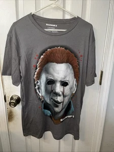 NEW Halloween II Mike Myers Face 1980s Slasher HORROR Film Mens Shirt Size LARGE - Picture 1 of 8