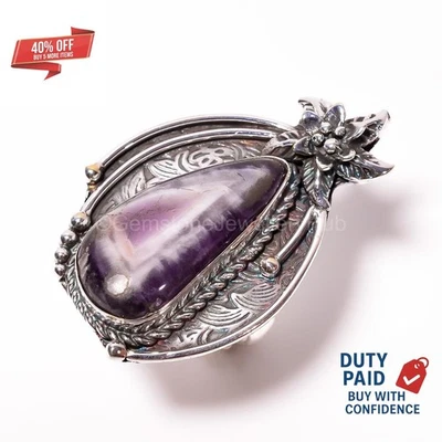 Anillo Banda Amatista Chevron Genuina Plata Esterlina Oferta Black Friday Talla 7.75 Foto 1 de 4