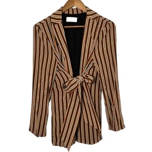 Capulet Aritzia Striped Tie Front Blazer Coatigan with Pockets Academic - Picture 1 of 9