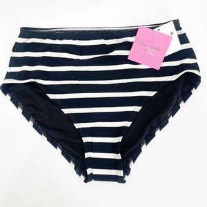 KATE SPADE Bikini Bottoms Size Extra Small High Waisted Black White Stripe NWT - Picture 1 of 12