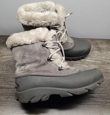SOREL Boots Women's Size 8 Snow Angel Gray Faux Fur Waterproof Thinsulate Winter - Image 1 of 4