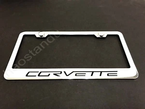 1xCORVETTE STAINLESS STEEL LICENSE PLATE FRAME + Screw Caps - Picture 1 of 1