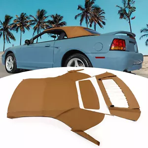 For Ford Mustang 1994-2004 Convertible Tan Soft Top Plastic Window Sailcloth - Foto 1 di 15