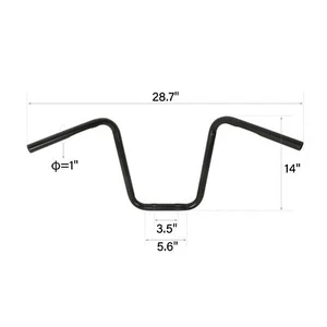Black Ape Hanger 1" 14" Rise Handle Bar For Harley Davidson Sportster 883 1200 - Picture 1 of 7
